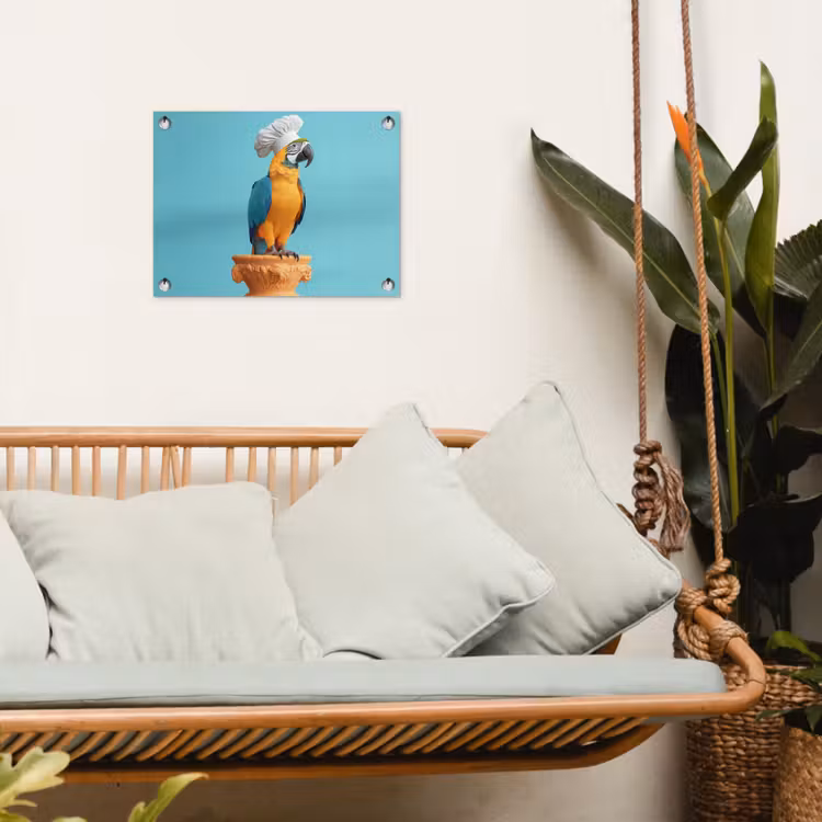 Papegaai - Koksmuts - Grappig - Vogel tuinposter los doek klein -sfeer7