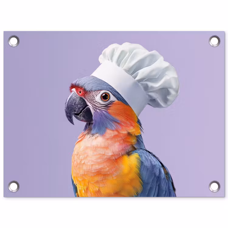 Papegaai - Koksmuts - Paars - Cute tuinposter los doek klein -3d