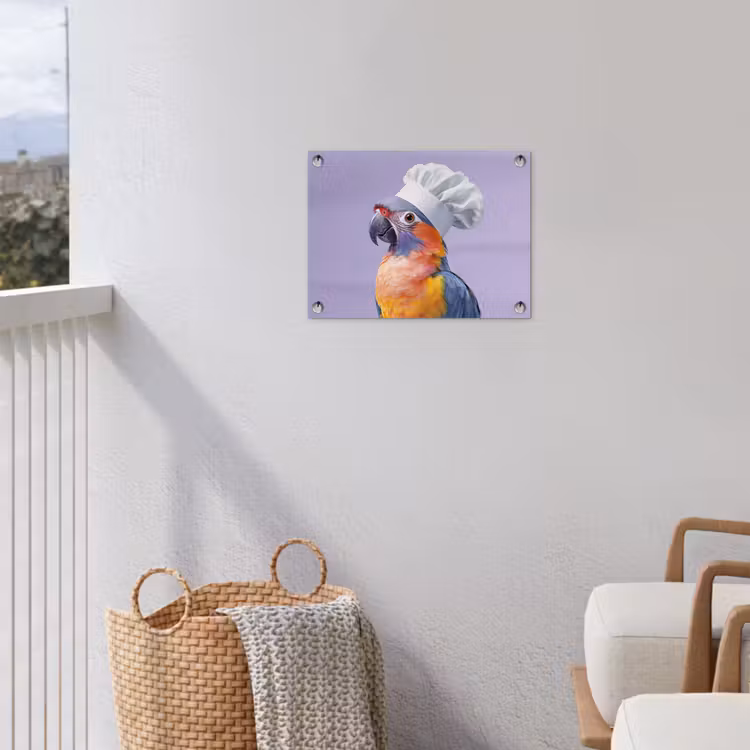 Papegaai - Koksmuts - Paars - Cute tuinposter los doek klein -sfeer8