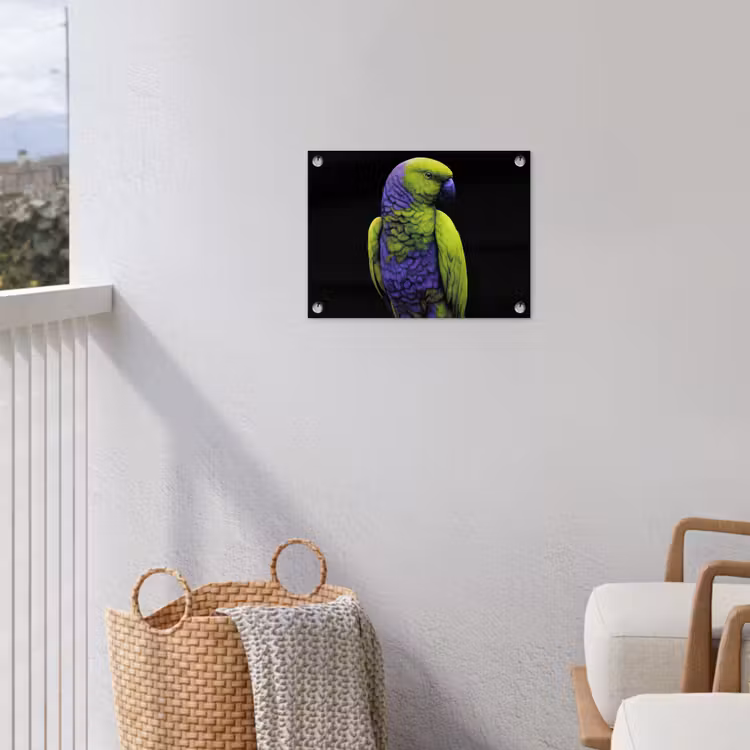 Papegaai - Veren - Opvallend - Groen tuinposter los doek klein -sfeer8