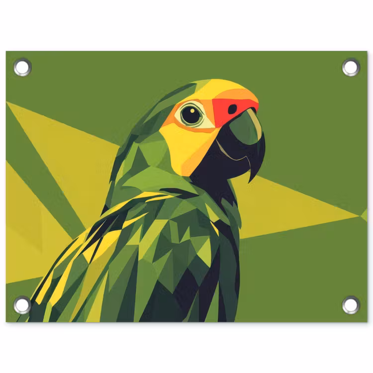 Papegaai - Groen - Snavel - Abstract tuinposter los doek klein -3d