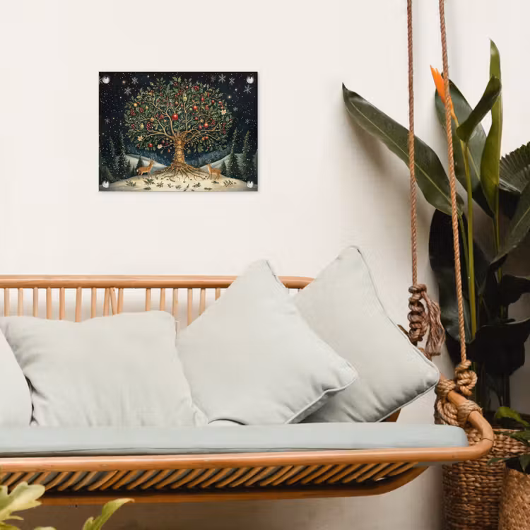 Feestboom - Winterhemel - Kleurrijk tuinposter los doek klein -sfeer7