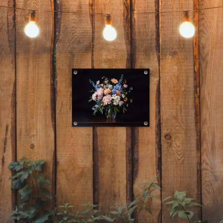 Pastel - Bloemen - Glazen - Vaas tuinposter los doek klein -sfeer1