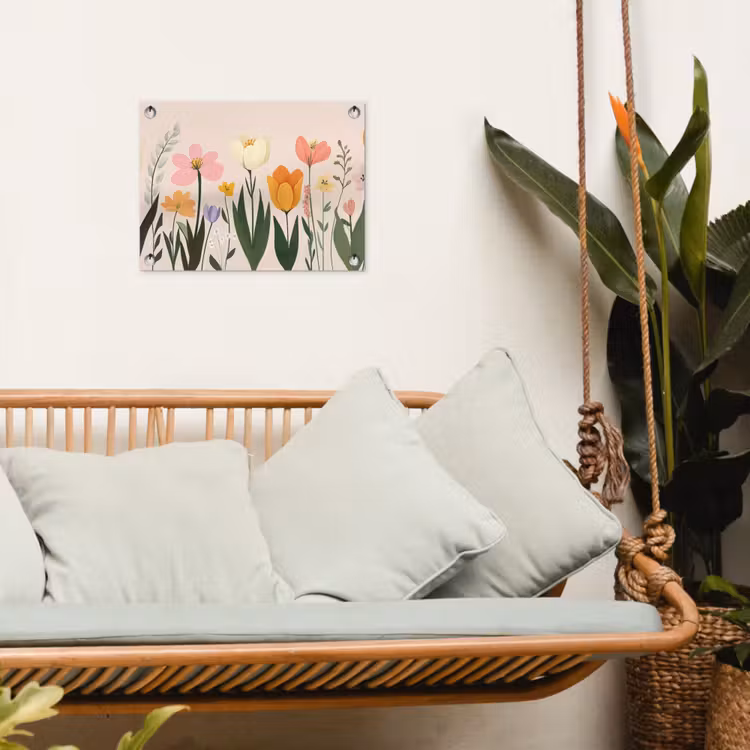 Pasteltinten - Bloemen - Illustratie tuinposter los doek klein -sfeer7