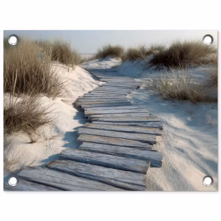Pad - Planken - Duinen - Gras tuinposter los doek klein -3d