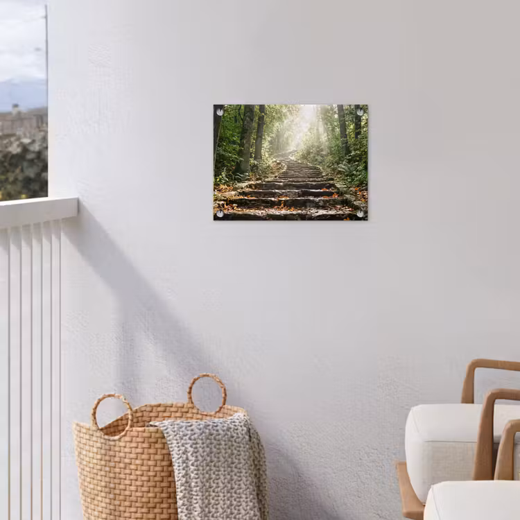 Stenen - Trap - Bos - Natuur tuinposter los doek klein -sfeer8