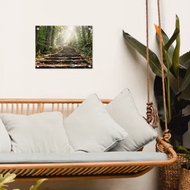 Stenen - Trap - Bos - Natuur tuinposter los doek klein -sfeer7