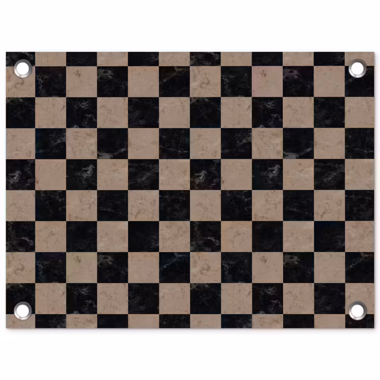 Patroon - Dambord - Marmer tuinposter los doek klein 239 -3d