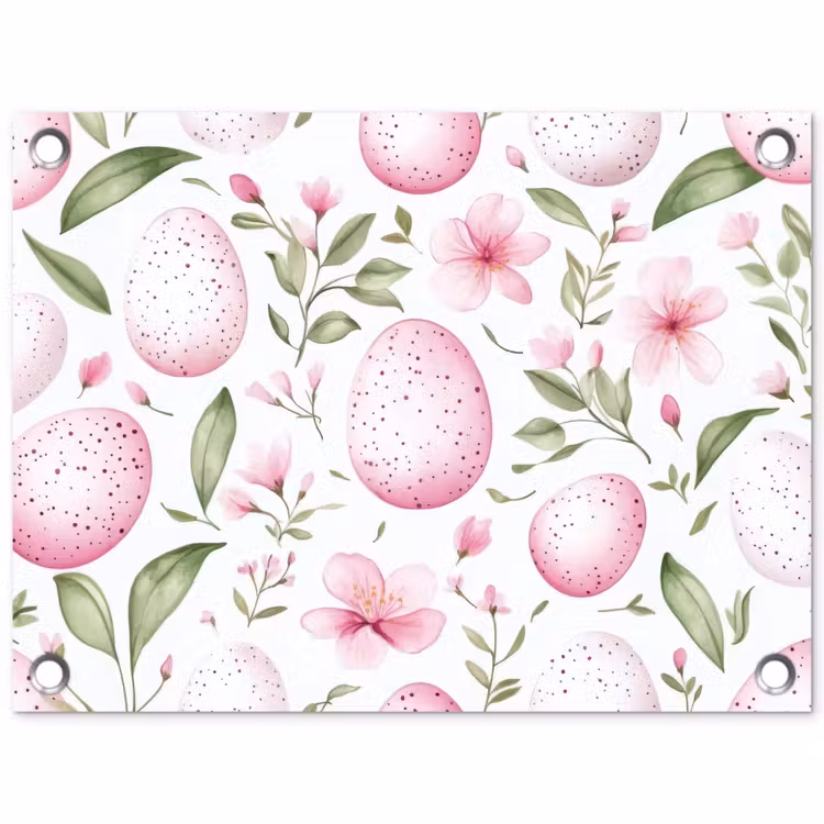 Patroon - Eieren - Roze - Pasen tuinposter los doek klein -3d