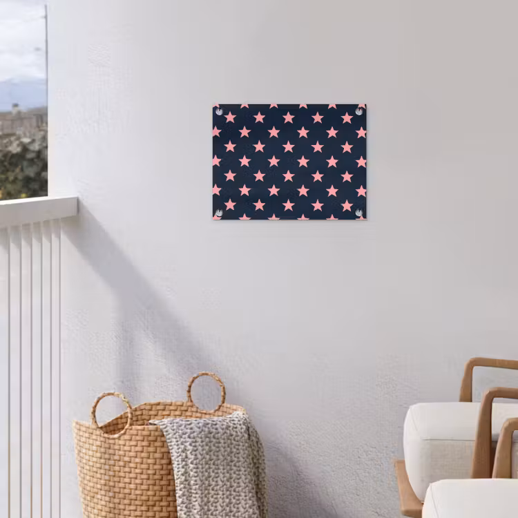Patroon - Sterren - Roze tuinposter los doek klein 239 -sfeer8