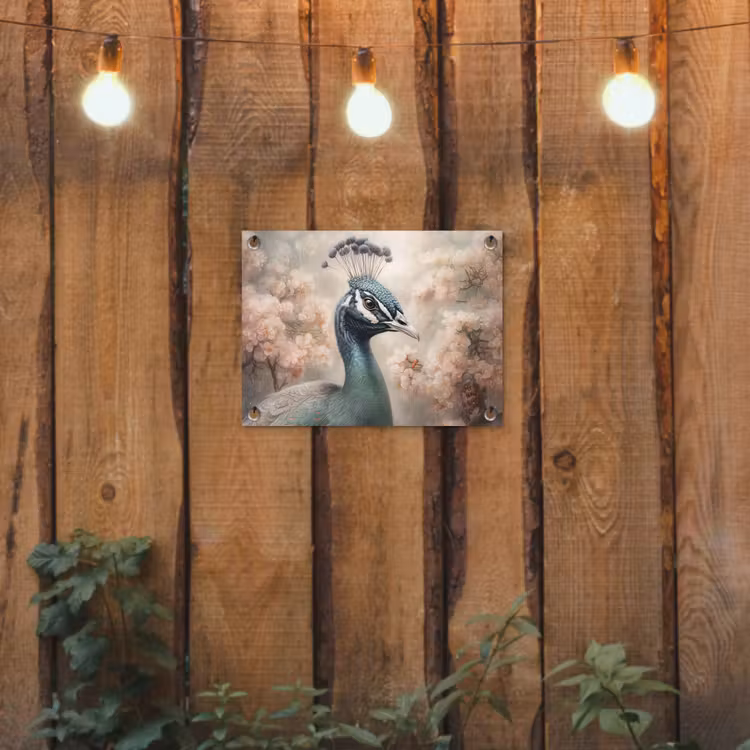 Pauw - Vogels - Bloemen - Boom - Botanisch tuinposter los doek klein -sfeer1