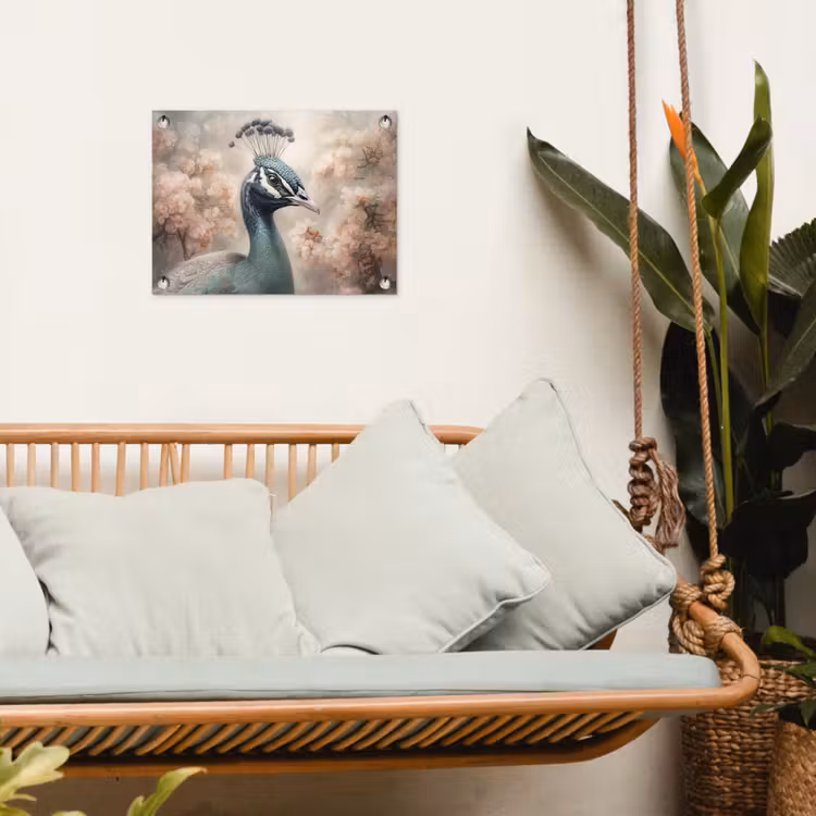 Pauw - Vogels - Bloemen - Boom - Botanisch tuinposter los doek klein -sfeer7