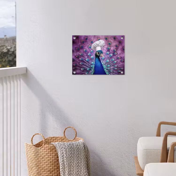 Pauw - Koksmuts - Cool - Paars tuinposter los doek klein -sfeer8