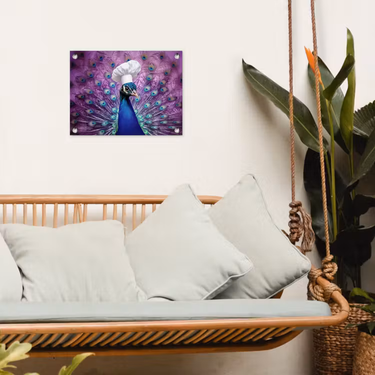 Pauw - Koksmuts - Cool - Paars tuinposter los doek klein -sfeer7