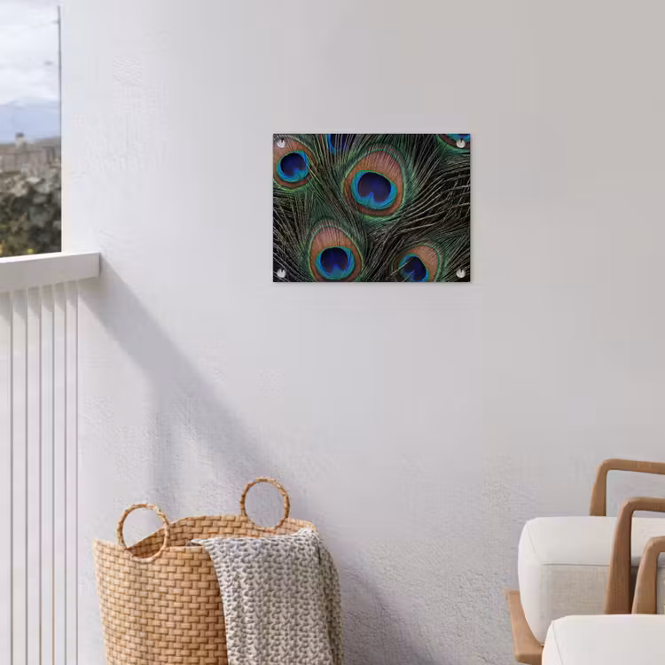 Pauwenveren - Klassiek - Groen tuinposter los doek klein -sfeer8