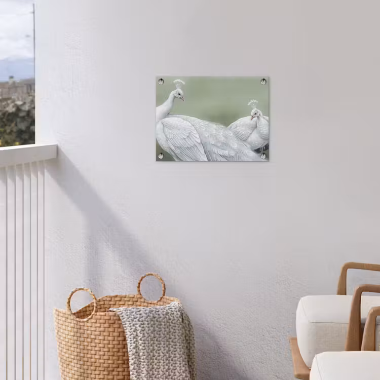 Pauwen - Wit - Natuur - Groen tuinposter los doek klein -sfeer8