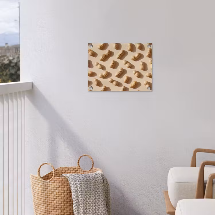 Pinda's - Patroon - Beige tuinposter los doek klein -sfeer8