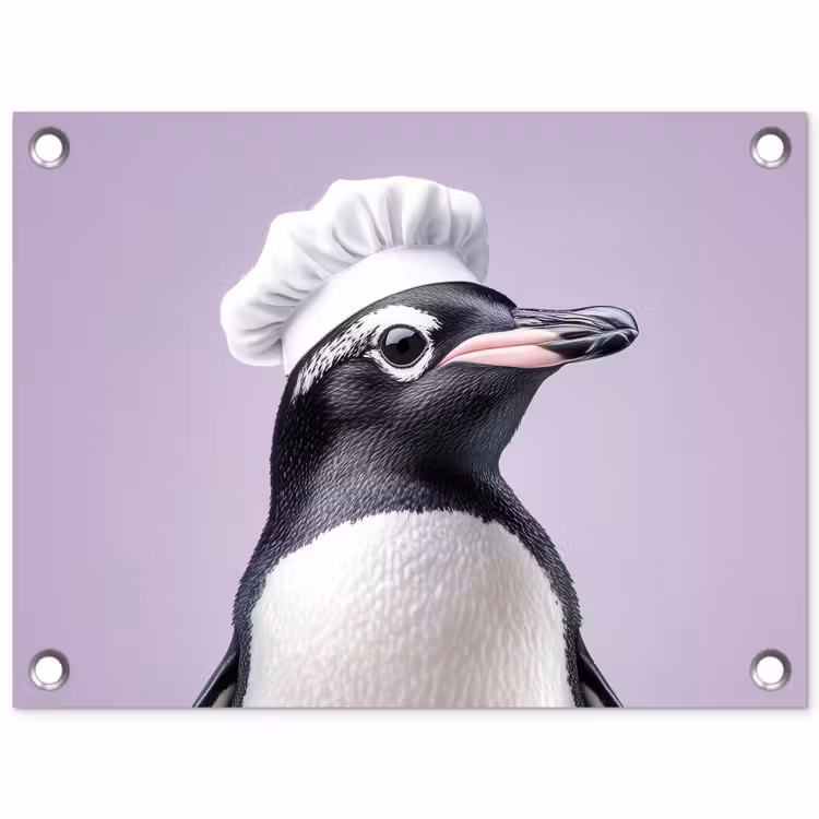 Pinguïn - Koksmuts - Lief - Paars tuinposter los doek klein -3d