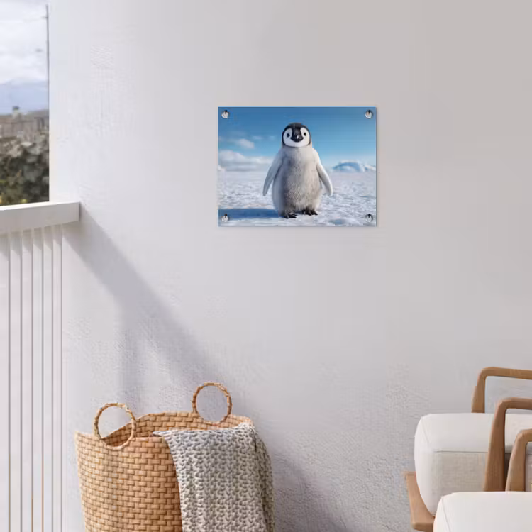 Pinguïn - Sneeuw - Landschap - Wit tuinposter los doek klein -sfeer8