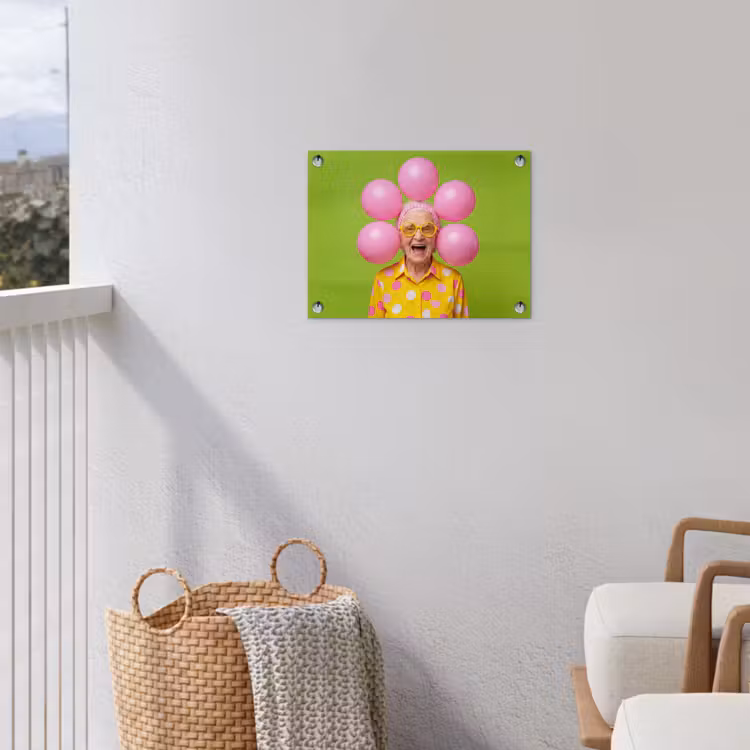 Mens - Ballonnen - Feest - Kleurrijk - Roze tuinposter los doek klein -sfeer8