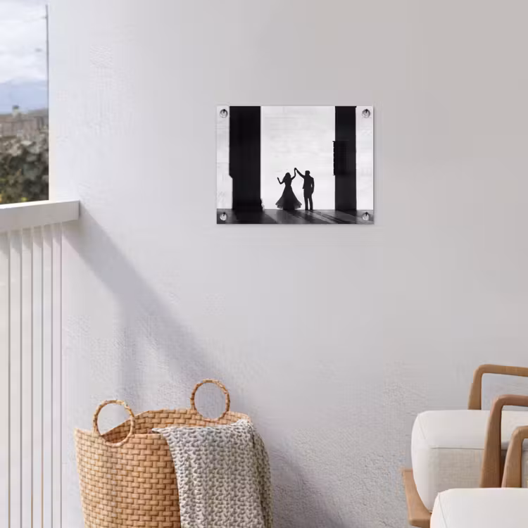 Mensen - Schaduw - Dans - Zwart-wit - Liefde tuinposter los doek klein -sfeer8