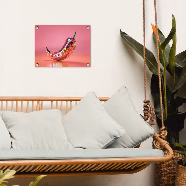 Peper - Disco - Rood - Glitter tuinposter los doek klein -sfeer7