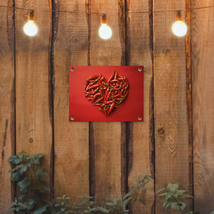 Pepers - Rood - Hart tuinposter los doek klein -sfeer1
