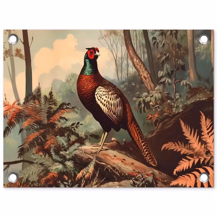 Fazant - Bos - Groen - Landschap tuinposter los doek klein -3d
