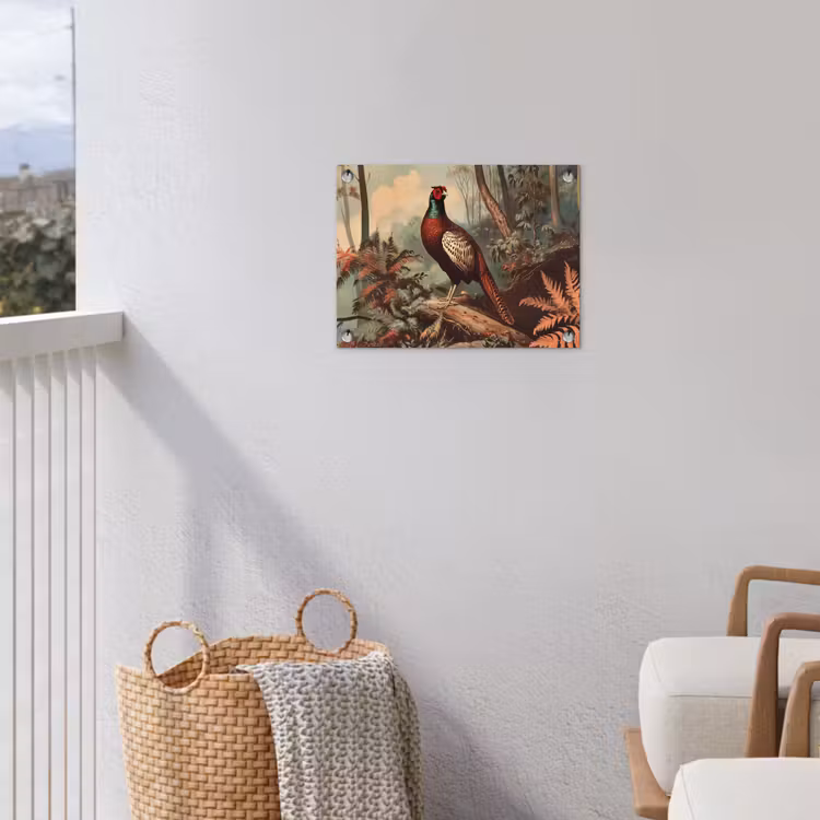 Fazant - Bos - Groen - Landschap tuinposter los doek klein -sfeer8