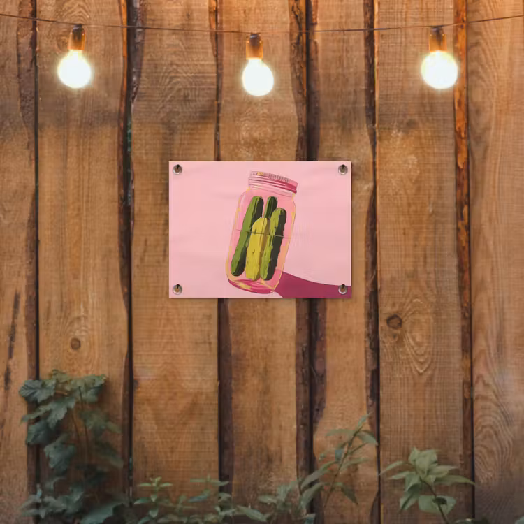 Augurken - Pot - Schaduw - Roze tuinposter los doek klein -sfeer1