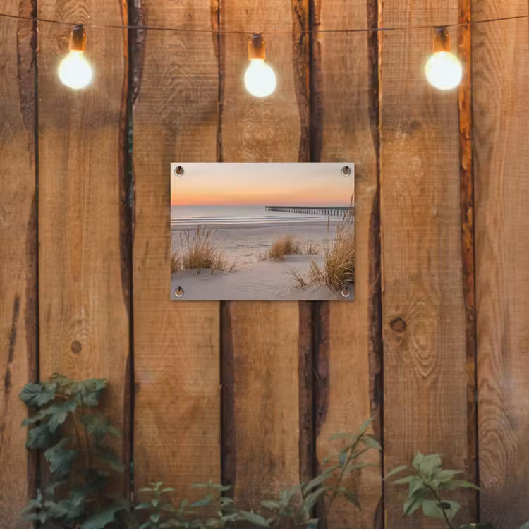 Pier - Zonsondergang - Strand tuinposter los doek klein -sfeer1