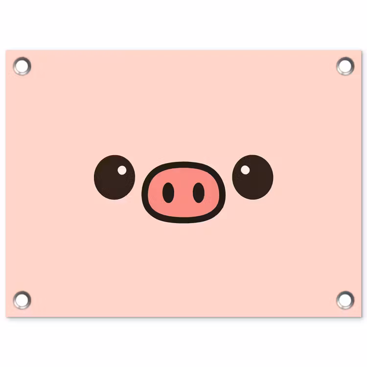 Varken - Roze - Minimalistisch tuinposter los doek klein -3d