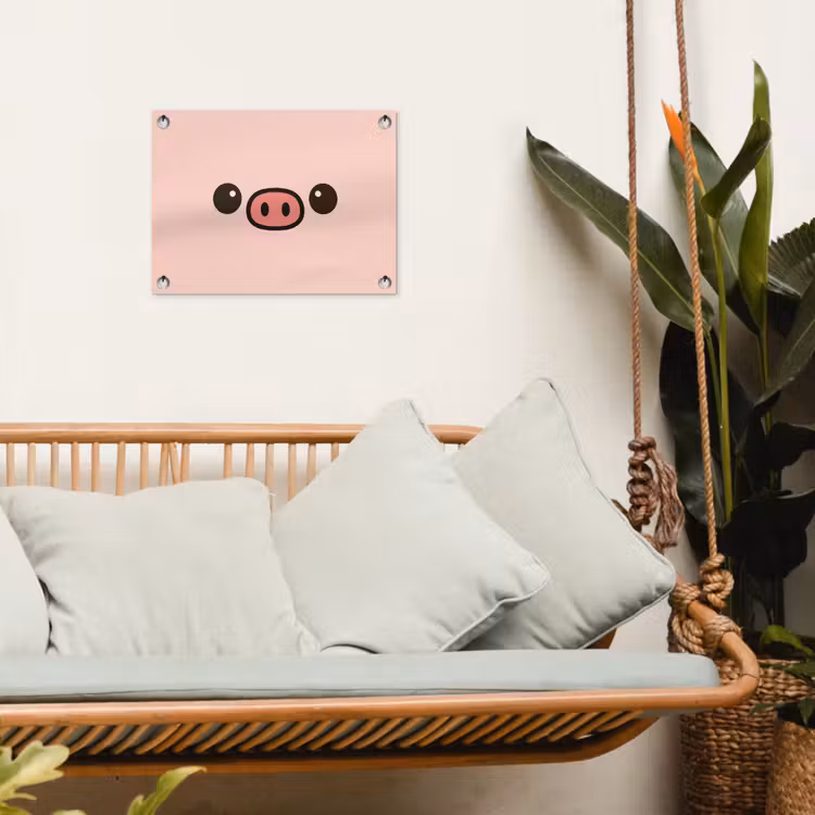 Varken - Roze - Minimalistisch tuinposter los doek klein -sfeer7