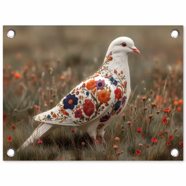 Duif - Bloemen - Natuur tuinposter los doek klein -3d