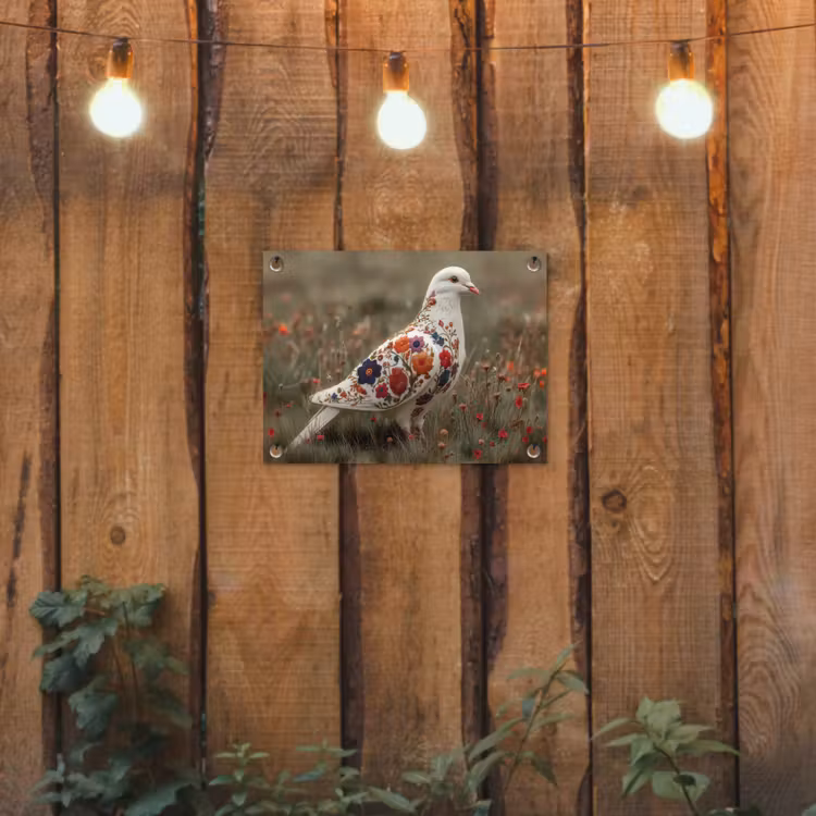 Duif - Bloemen - Natuur tuinposter los doek klein -sfeer1