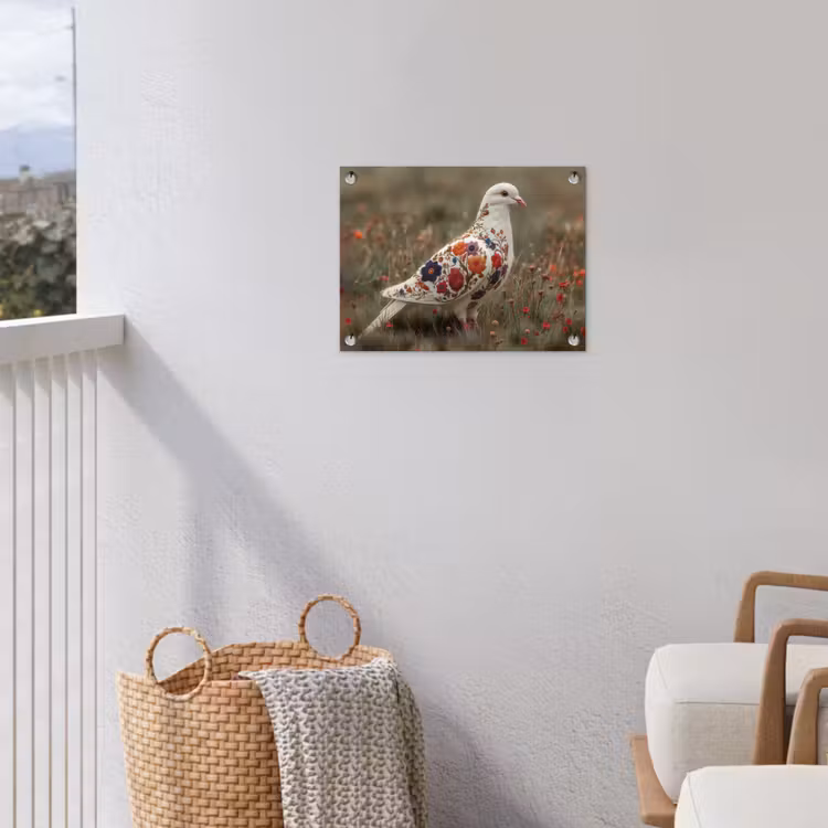 Duif - Bloemen - Natuur tuinposter los doek klein -sfeer8