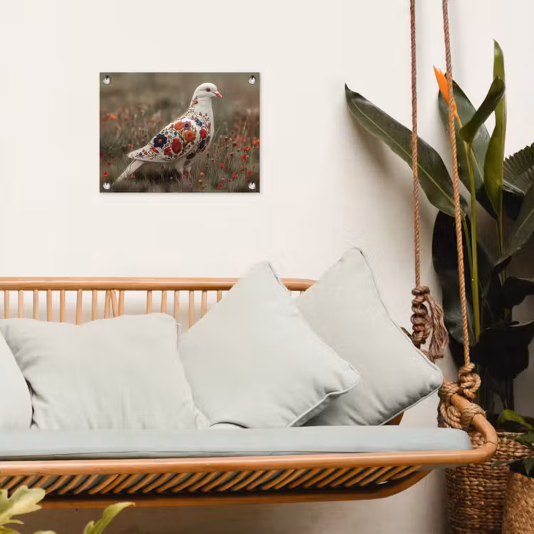 Duif - Bloemen - Natuur tuinposter los doek klein -sfeer7