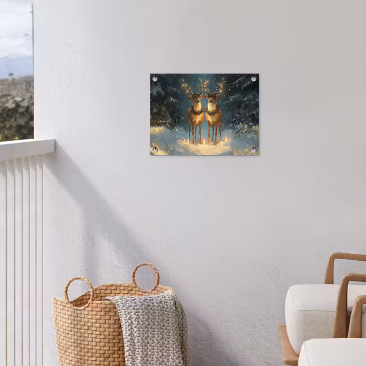 Dennensprookje - Rendier - Nacht tuinposter los doek klein -sfeer8