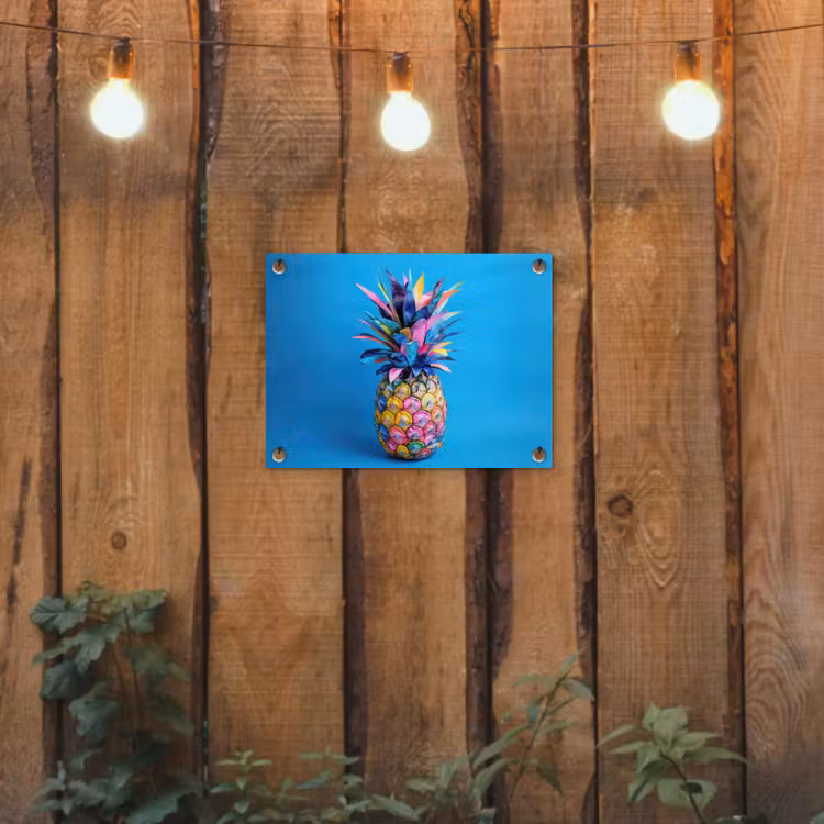 Ananas - Blauw - Tropisch - Vrolijk tuinposter los doek klein -sfeer1