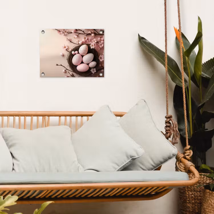 Roze - Bloesems - Eieren tuinposter los doek klein -sfeer7