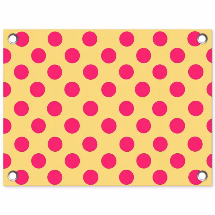Roze - Stippen - Geel tuinposter los doek klein 239 -3d