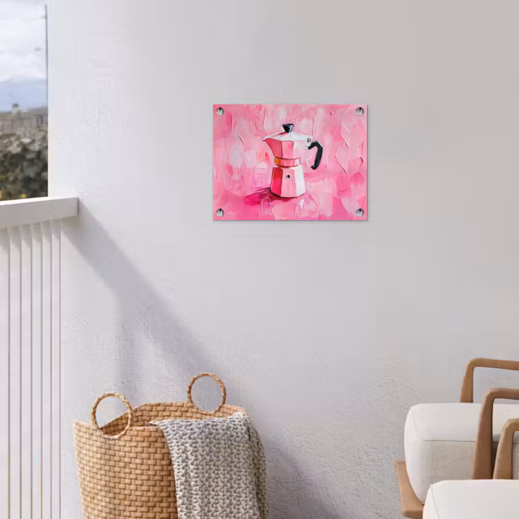 Roze - Verf - Coffee tuinposter los doek klein -sfeer8