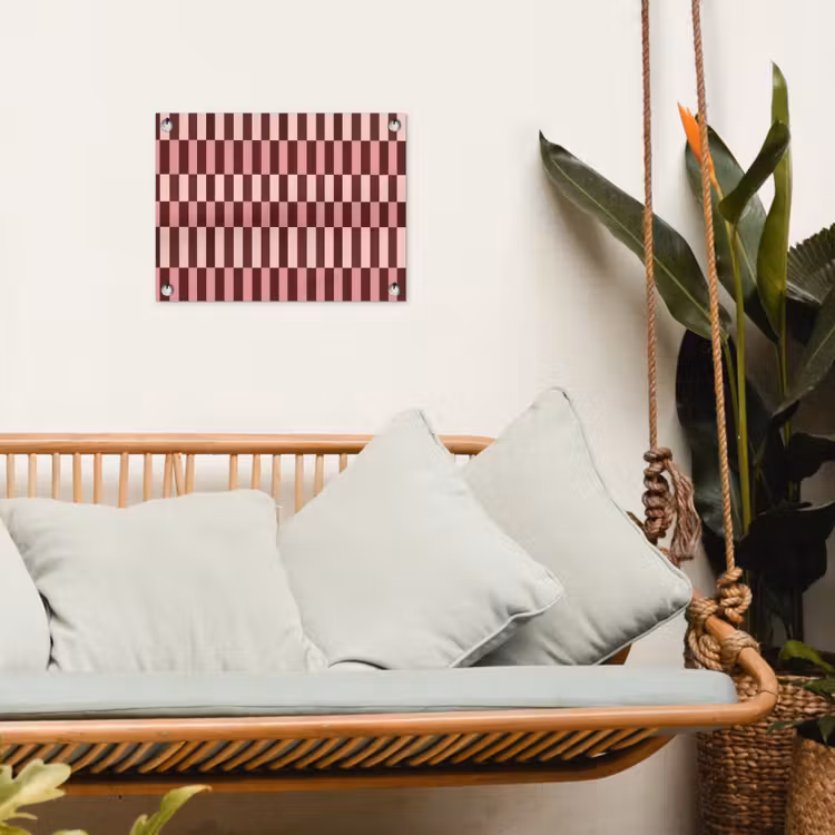 Roze - Rood - Blokjes tuinposter los doek klein 239 -sfeer7