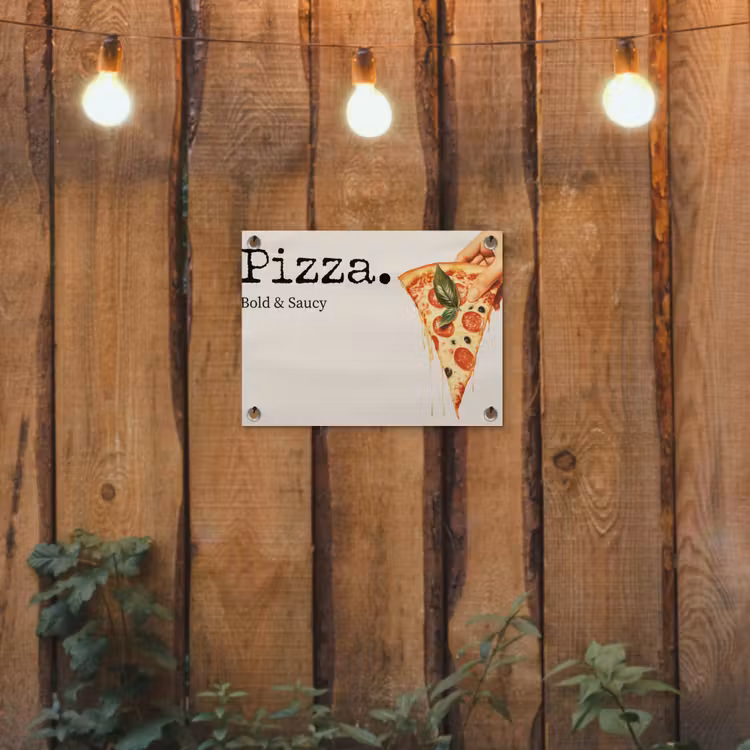 Pizza - Kaas - Pepperoni tuinposter los doek klein -sfeer1