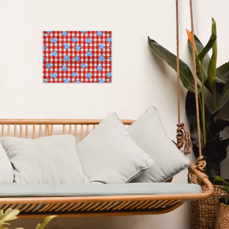 Ruit - Sterren - Rood tuinposter los doek klein 239 -sfeer7
