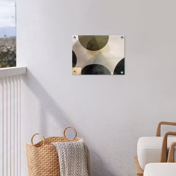 Vlakken - Abstract - Beige - Cirkels tuinposter los doek klein -sfeer8