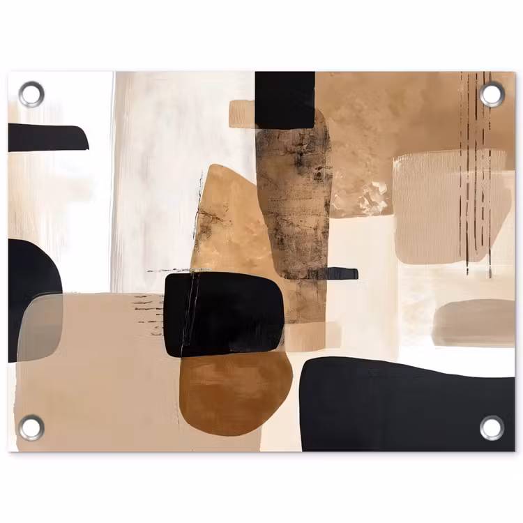 Vlakken - Abstract - Zwart - Strepen tuinposter los doek klein -3d