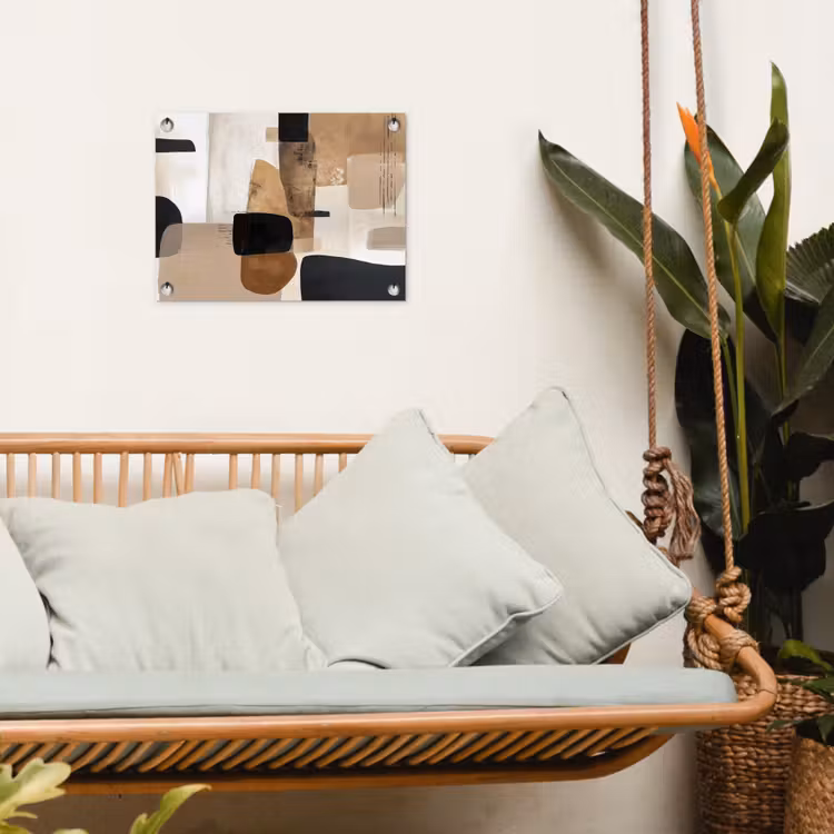 Vlakken - Abstract - Zwart - Strepen tuinposter los doek klein -sfeer7