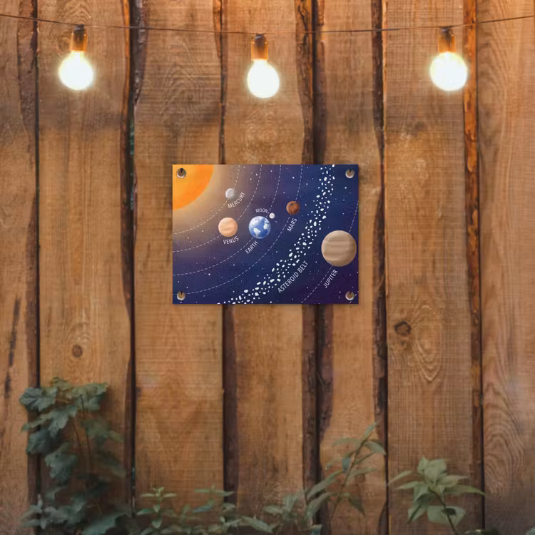 Planetenstelsel - Ruimte - Illustratie tuinposter los doek klein -sfeer1