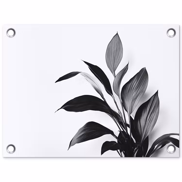 Plant - Bladeren - Minimalistisch - Zwart tuinposter los doek klein -3d